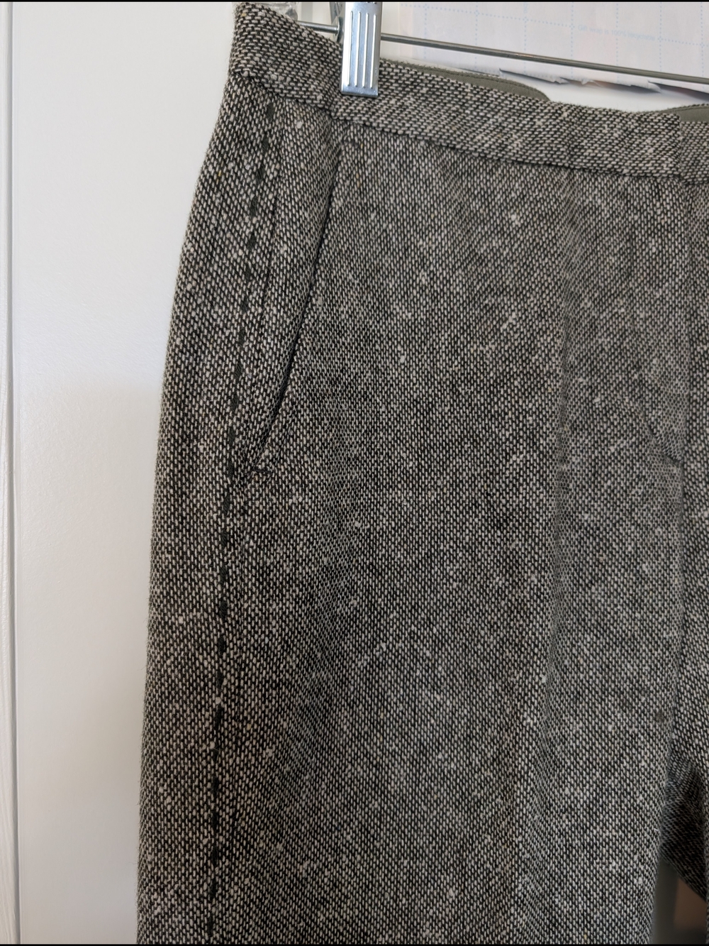 Wool BCBG Tweed-Look Straight Leg Pants in Brown & Tan
